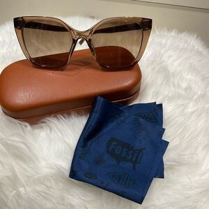 Fossil Brown Sunglasses with Blue Cloth